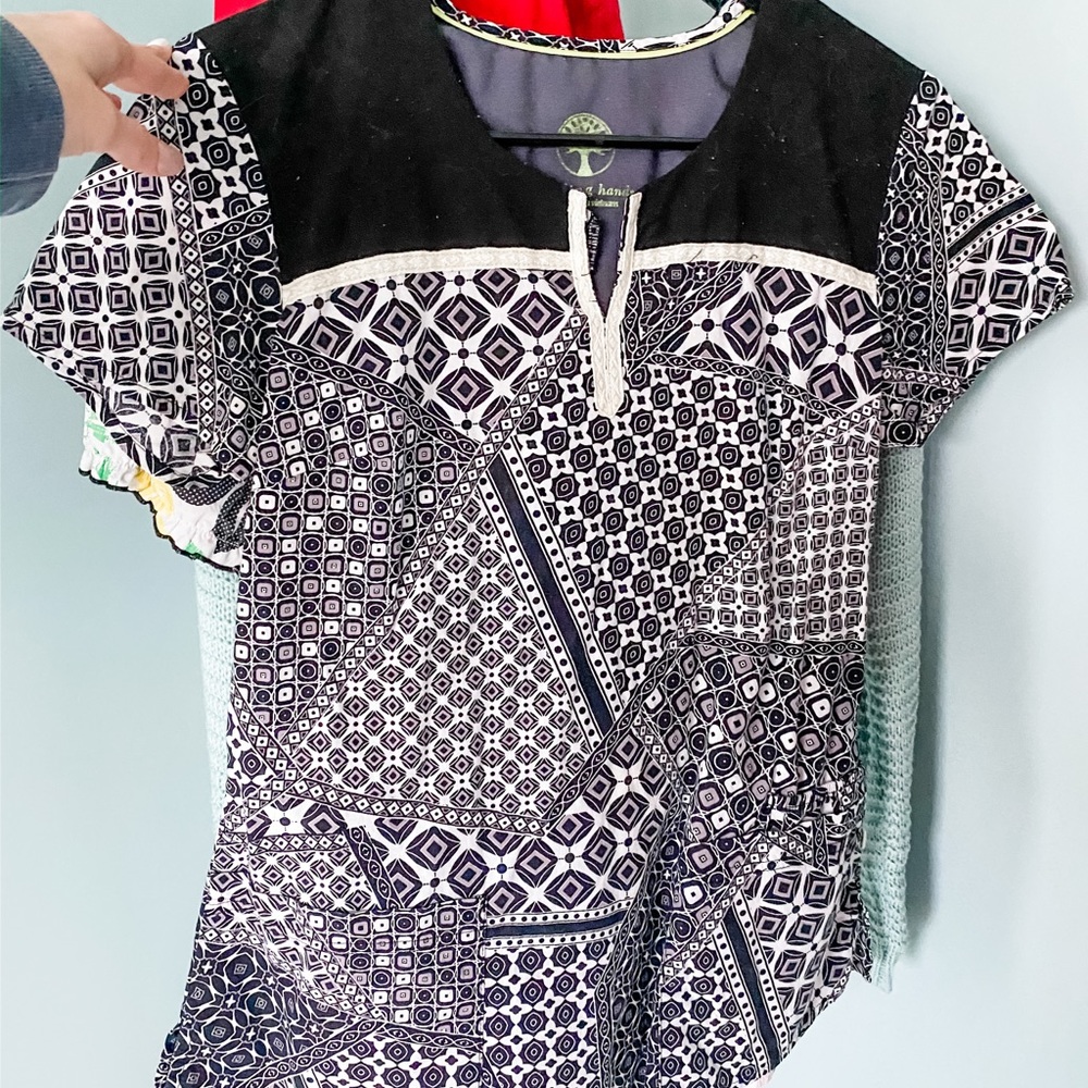 healing hands Mixed Patterns Scrub Top